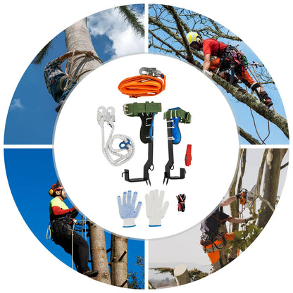 Professional Tree Climbing Gear Kit – 220lb Capacity Carbon Steel, Safety Straps &amp; Pedals for Arborist Work