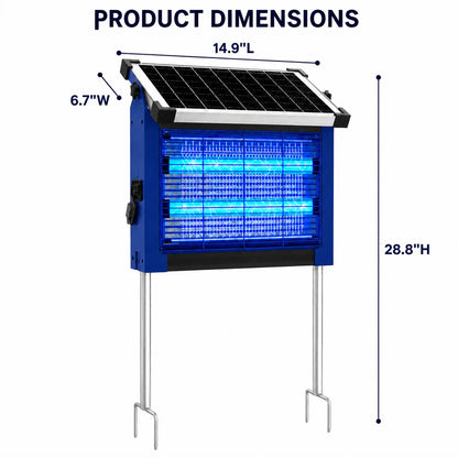 Solar Bug Zapper Outdoor Waterproof, 4500V High Power Cordless Mosquito Zapper, Dual Solar &amp; USB Rechargeable for Patio Garden