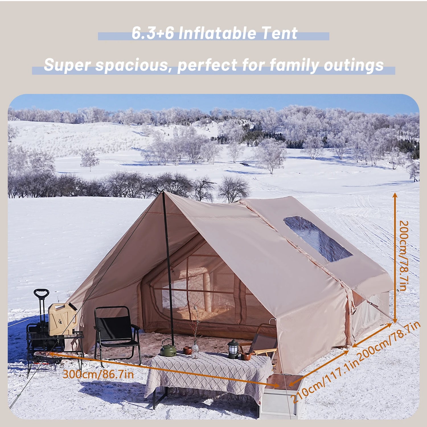 PAKICETUS Inflatable Camping Tent – 4-8 Person Portable 4-Season Waterproof Tent with Windows