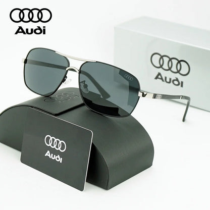 Audi Polarized Sunglasses – Unisex UV400 Square Aviator Alloy Frame Business &amp; Driving Shades