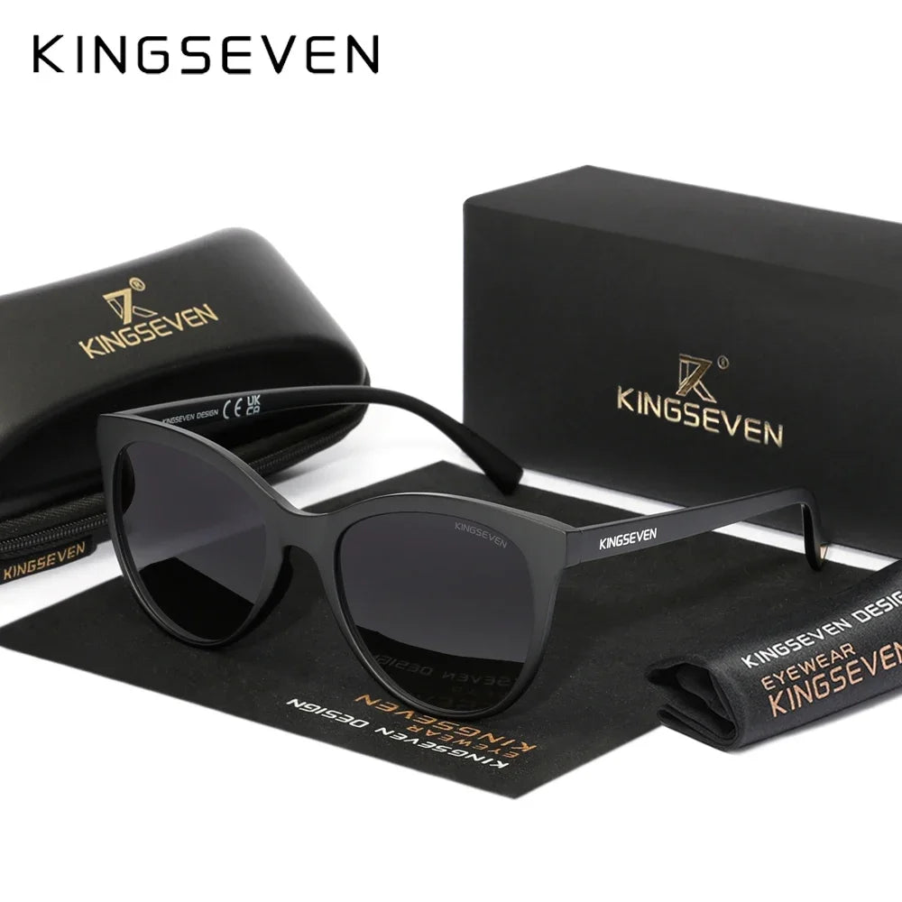 KINGSEVEN 7825 Polarized Oversized Cat Eye Sunglasses – Plastic Frame, UV400, Unisex