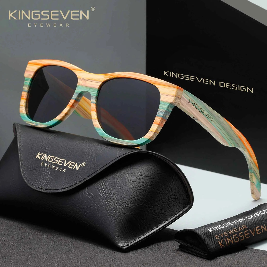 KINGSEVEN G5915 Walnut Wood Sunglasses – Polarized, Anti-Reflective, UV400, Unisex