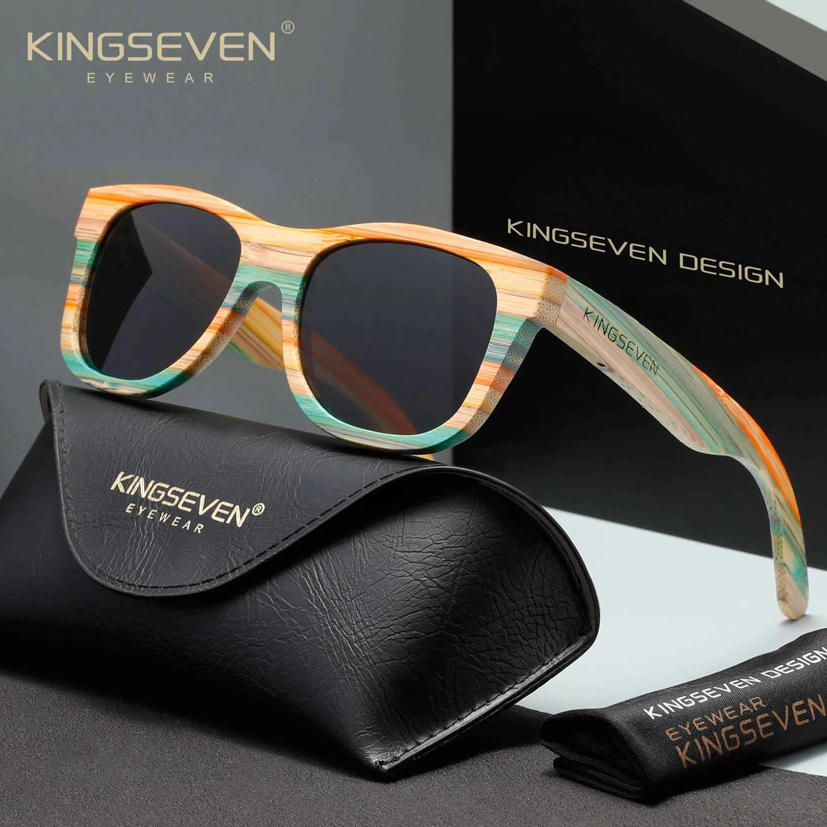 KINGSEVEN G5915 Walnut Wood Sunglasses – Polarized, Anti-Reflective, UV400, Unisex