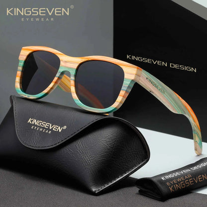 KINGSEVEN G5915 Walnut Wood Sunglasses – Polarized, Anti-Reflective, UV400, Unisex