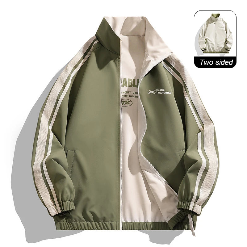 Ippolich Reversible Double-Sided Windbreaker Jacket – Waterproof Windproof Unisex Outdoor Coat for Camping &amp; Hiking (M–4XL)