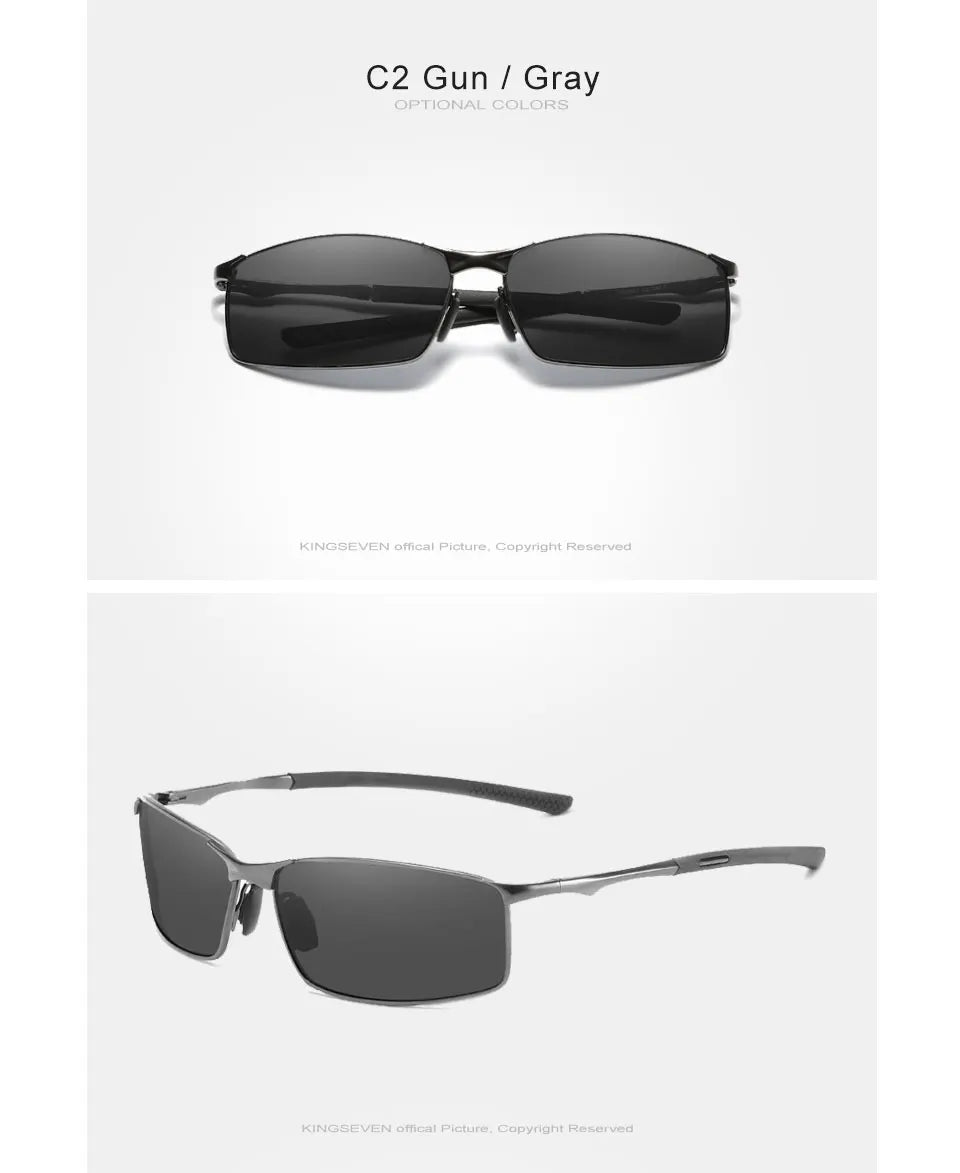 KINGSEVEN Fashion Alloy Frame Sunglasses – UV400 Polarized Rectangle