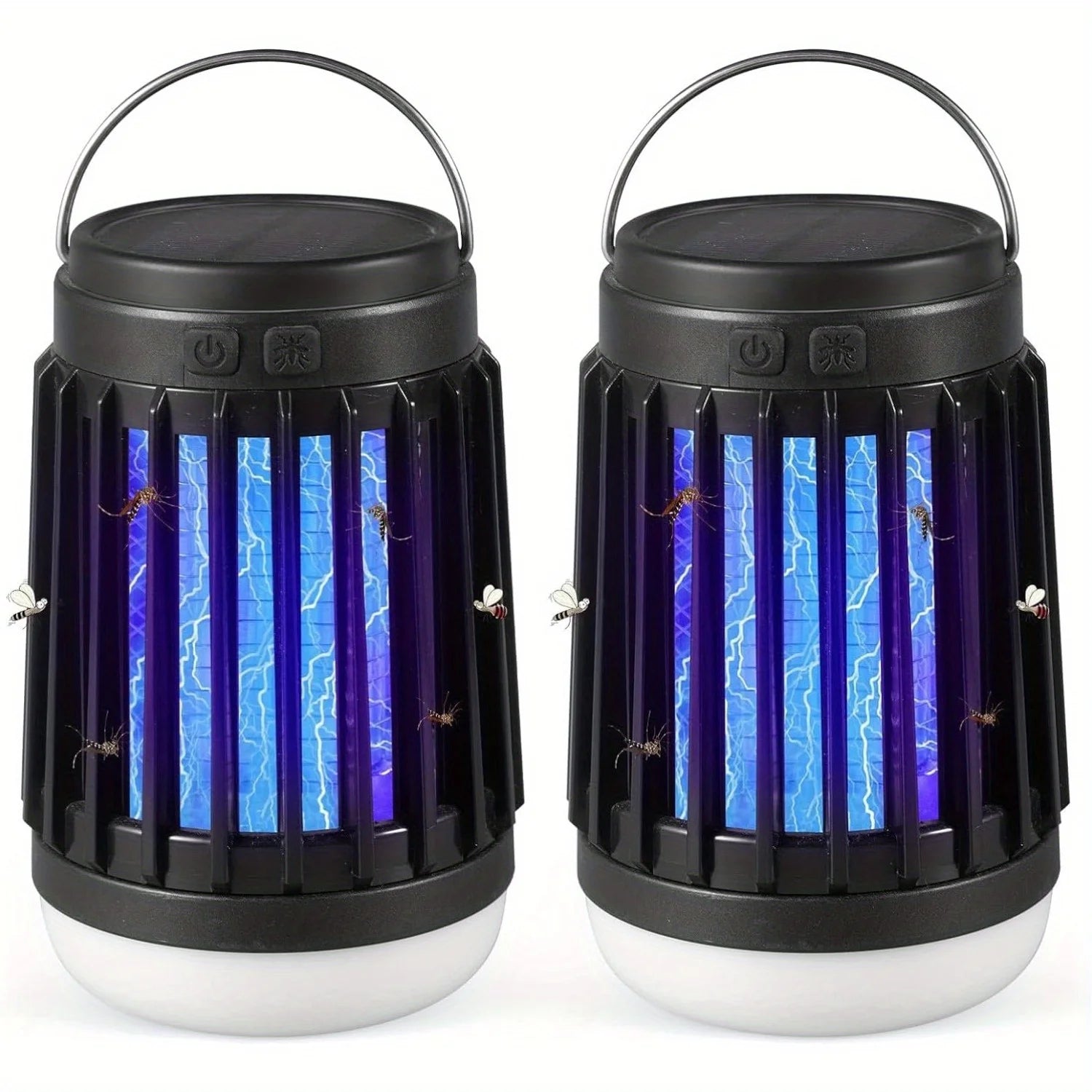 2Pcs 3 in 1 Cordless Mosquito Light Killer Portable Small Solar Bug Zapper For Patio Home Camping Light, Mosquito Killer