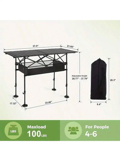 Aoran Aluminum Roll-Up Camping Table – Portable Folding Table with Carry Bag | Medium &amp; Large | Ships from US