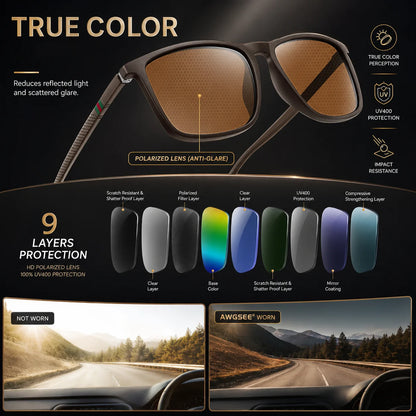 Classic Square Polarized Sunglasses – UV400 Lightweight Shades for Driving, Fishing &amp; Travel