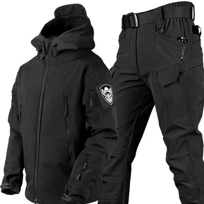 AUKUPKEE Shark Skin Soft Shell Tactical Suit – Fleece-Lined Windproof Jacket &amp; Pants Set