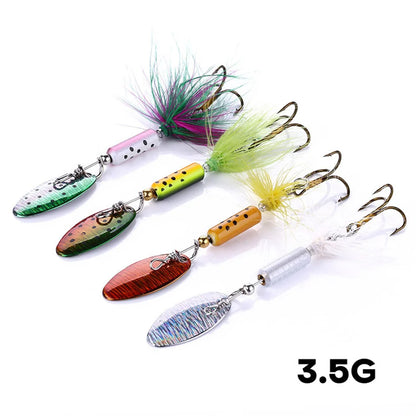Metal VIB Lures 1PCS 3.5g Feather Sequins Wobbler Vibrations Spoon Fishing Bait Bass Artificial Hard Bait Cicada Fishing Tackle