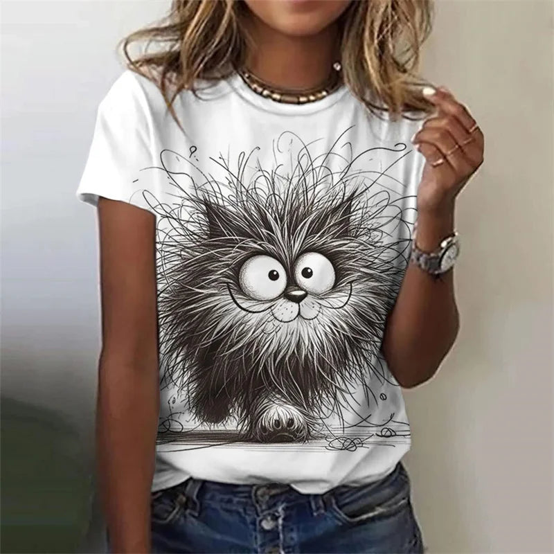 3D Printed Rabbit T Shirt For Women Cute Animal Pattern Short Sleeves Summer Casual Fashion Street O-Neck Tees Oversize T-Shirts