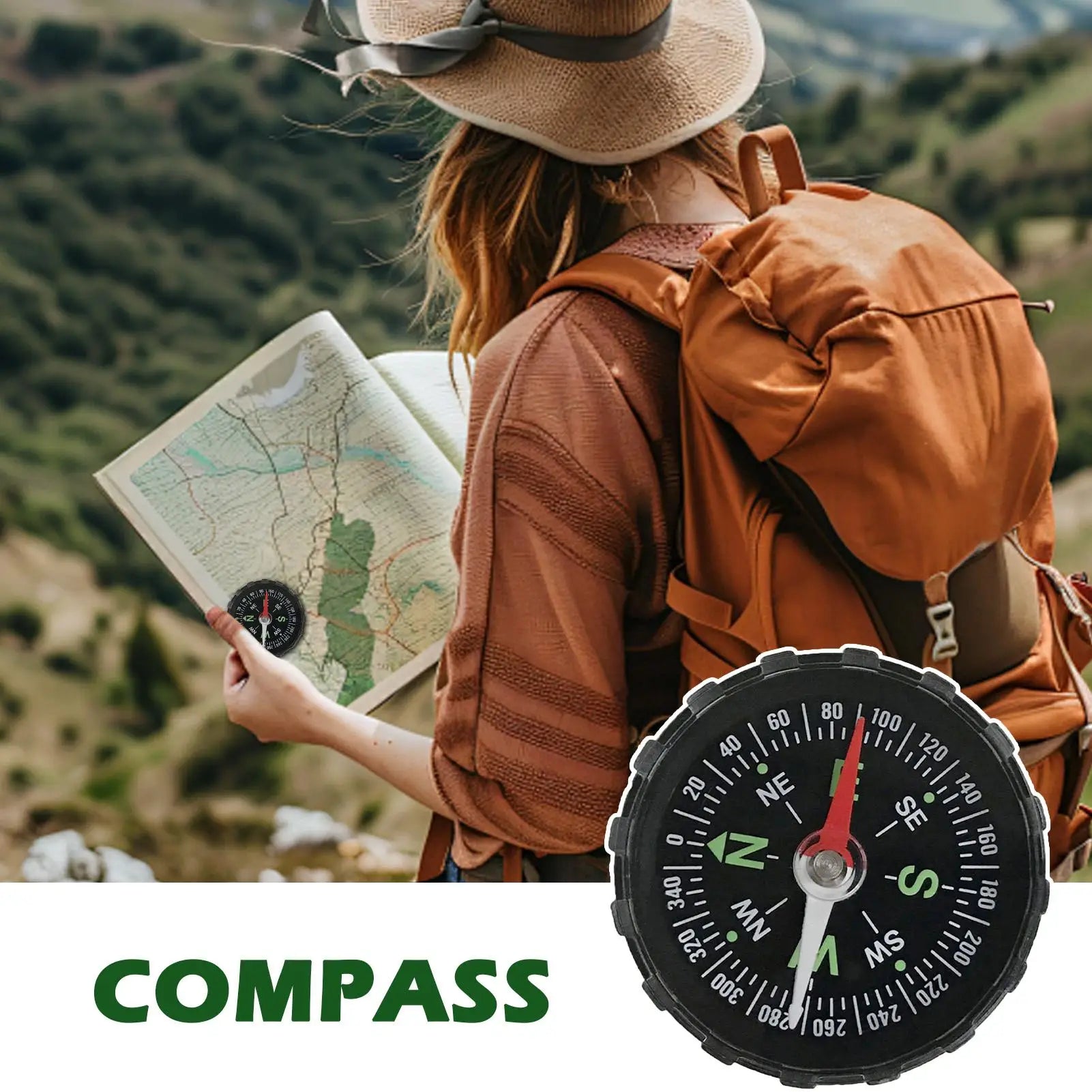 Waterproof Hiking Compass – Multifunctional Sighting Navigation for Survival, Mountaineering &amp; Boating