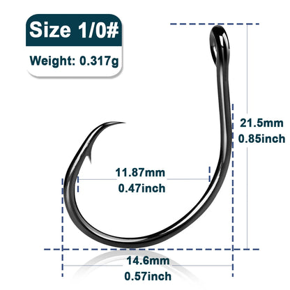 9KM Wide Gap Circle Hooks – Saltwater &amp; Freshwater, Non-Offset, 25/50/100 Pack