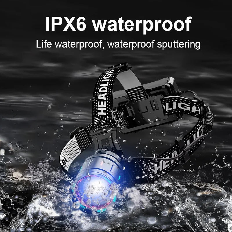 2026 New Super Powerful Headlamp 800W LED IR Sensor Headlight Rechargeable Head Flashlight 5000 Meter Head Lamp Fishing Lantern