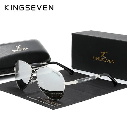 KINGSEVEN N7730 Polarized Pilot Sunglasses – Titanium Frame, Photochromic, UV400, Unisex