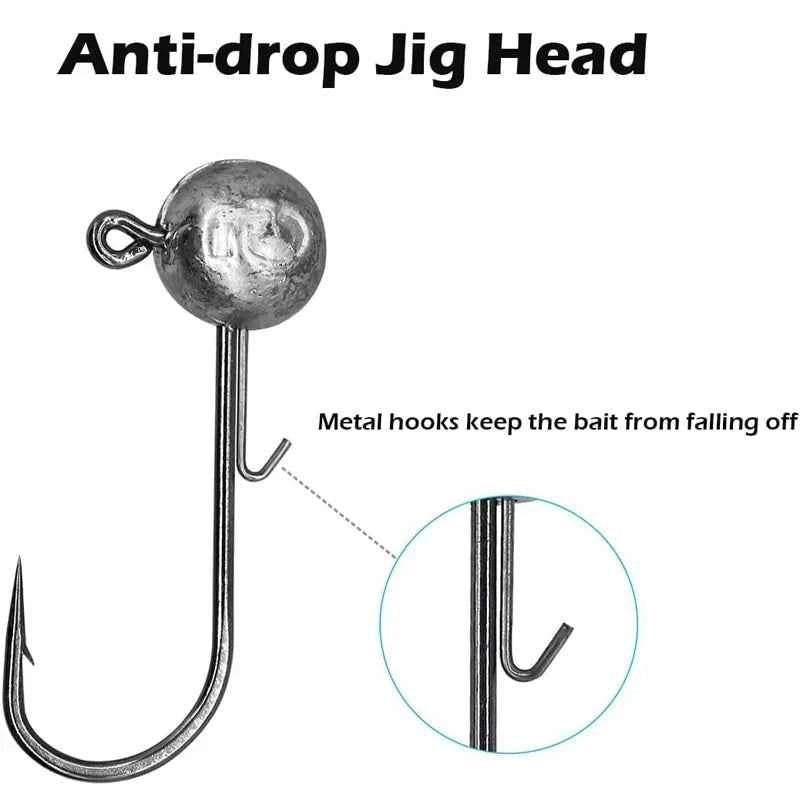 Round Ball Jig Heads – 50 Pack | High-Carbon Steel Hook | 2g–20g | Bass, Crappie &amp; Trout