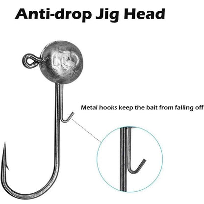 Round Ball Jig Heads – 50 Pack | High-Carbon Steel Hook | 2g–20g | Bass, Crappie &amp; Trout