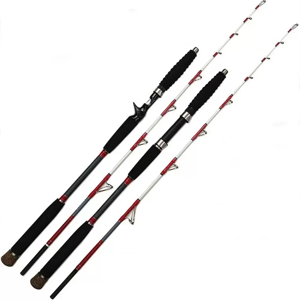 -Pieces Saltwater Offshore Casting/Spinning Carbon Fiber Boat Fishing Rod Portable Travel Fishing Rod