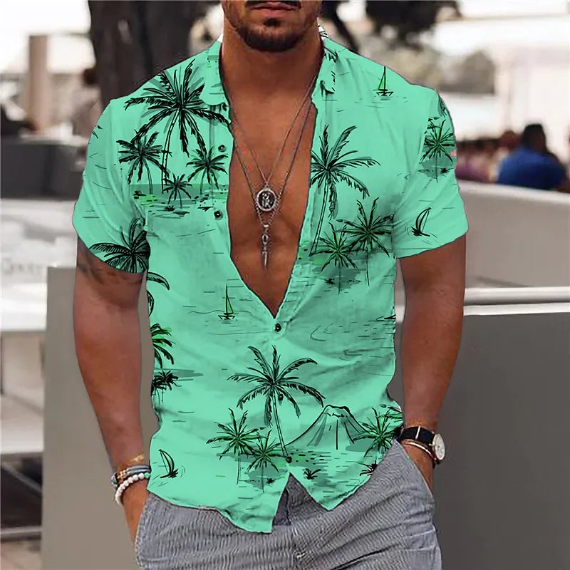 2024 Coconut Tree Shirts For Men 3d Printed Men&