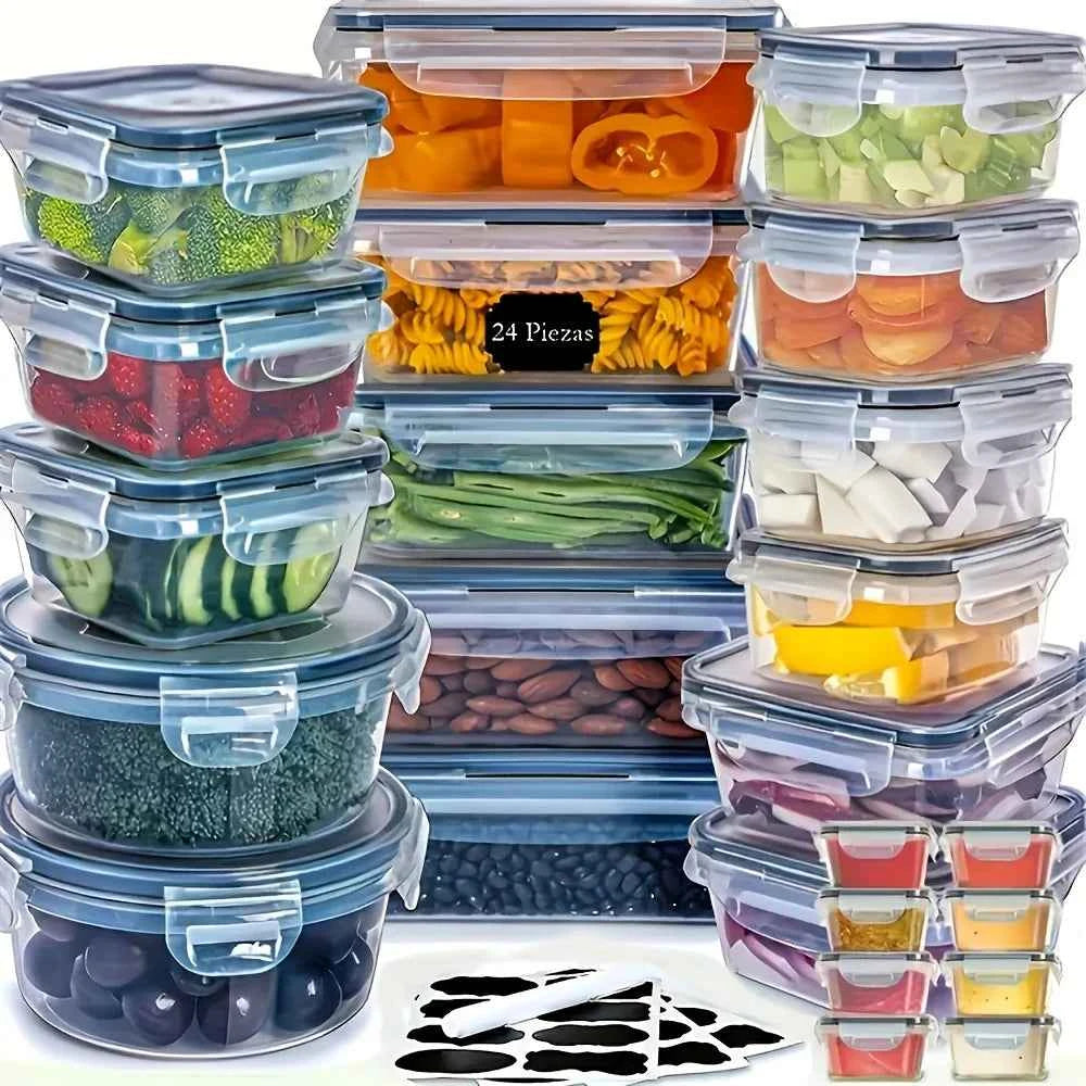 48Pcs BPA-Free Food Storage Set - 24 Airtight Containers &amp; Lids with Labels for Pantry, Travel, Kitchen Organization