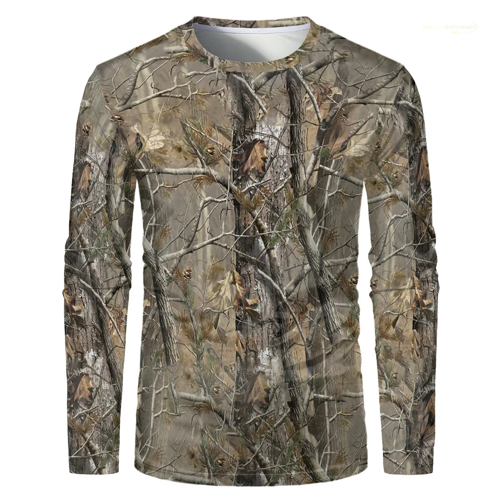 Camouflage Hunting Long Sleeve Men T-shirt Outdoor Sports Tactical Training Clothes Tee Hiking Fishing Camping Quick Drying Tops