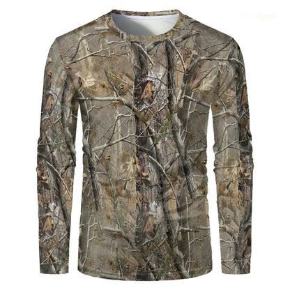 Camouflage Hunting Long Sleeve Men T-shirt Outdoor Sports Tactical Training Clothes Tee Hiking Fishing Camping Quick Drying Tops