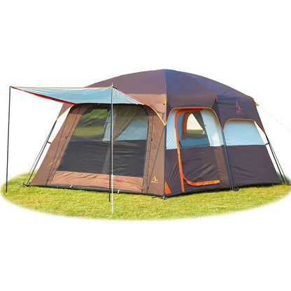 Spacious 6-14 Person Family Cabin Tent with 3 Doors &amp; 3 Mesh Windows for Waterproof Outdoor Adventures