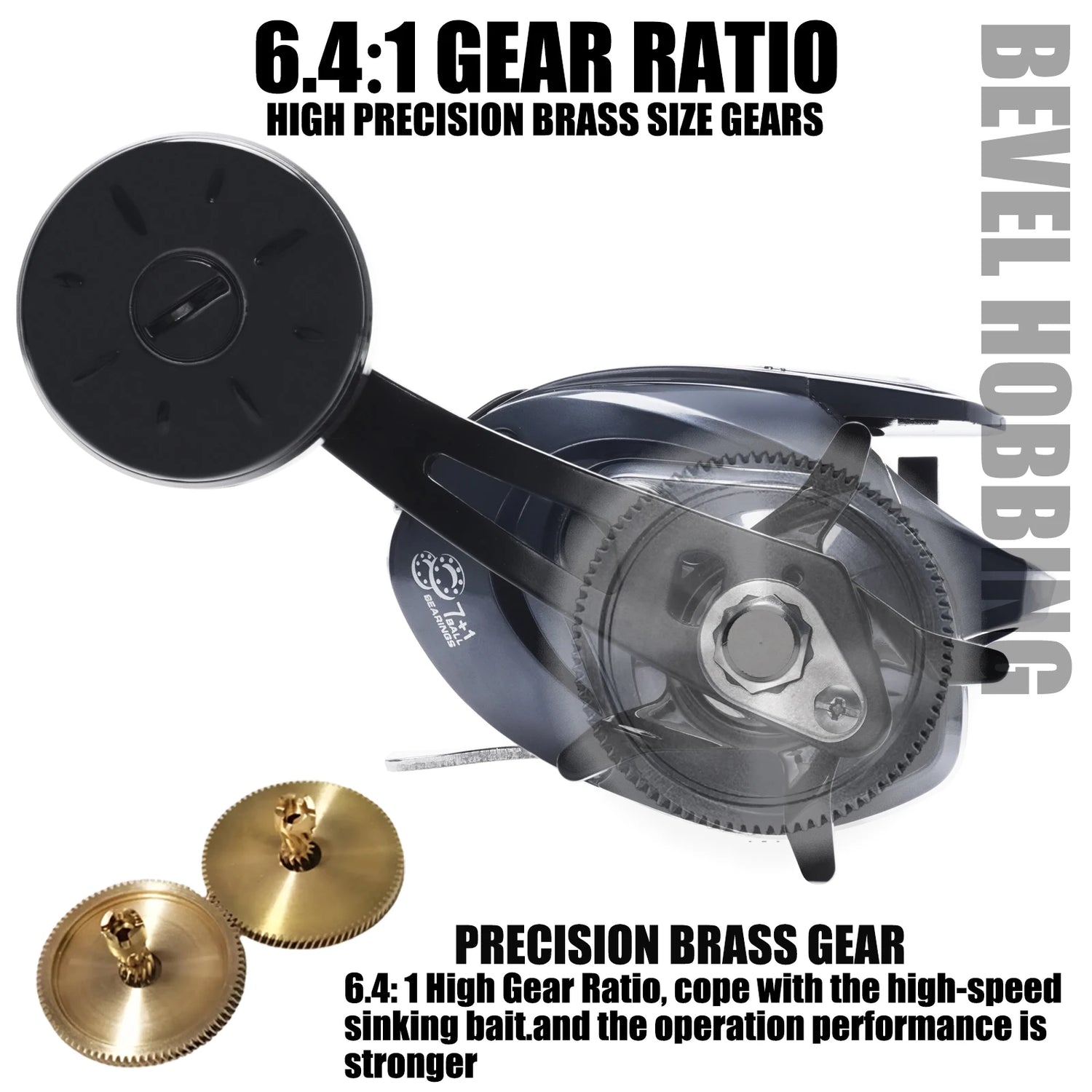 SAMOLLA Widen Body Baitcasting Reel Max Drag 15kg 6.4:1 Brass Gear Saltwater Catfishing Trolling Shake Slowly Wheel Seawater
