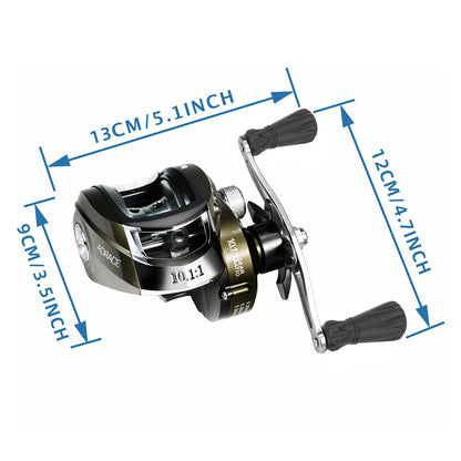 Green Waterdrop Baitcasting Reel – Ergonomic Circular Grip, Smooth Casting for Ocean, Lake &amp; River Fishing