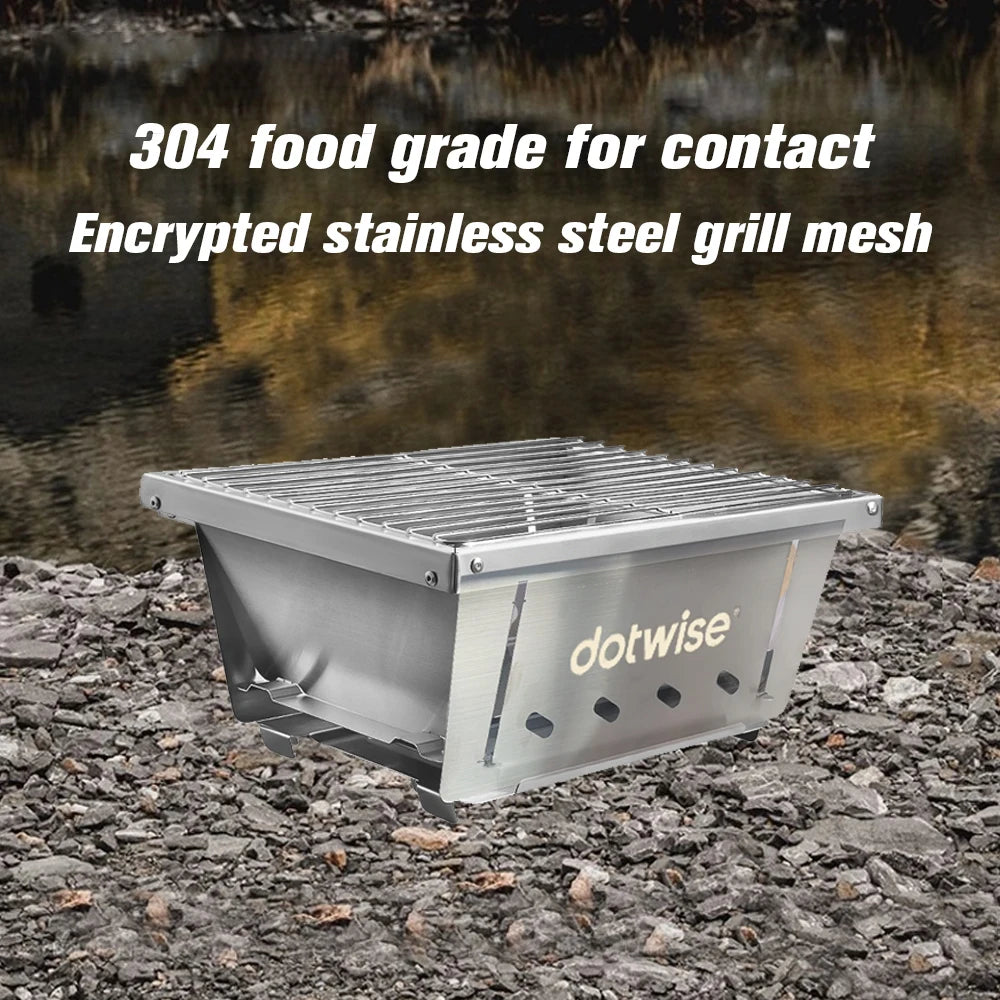 304 Stainless Steel Barbecue Grill Portable Outdoor Stove IGT Table Stove Folding Firewood Stove Barbecue Camping Stove