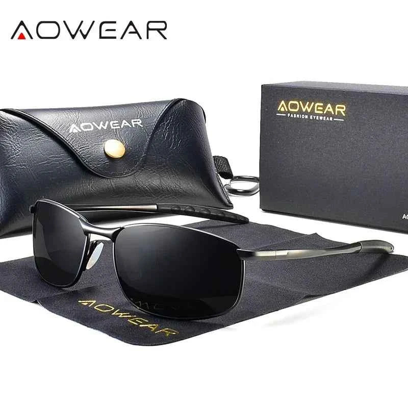 AOWEAR Retro Polarized Mirror Sunglasses – UV400 Vintage Driving Eyewear with Case