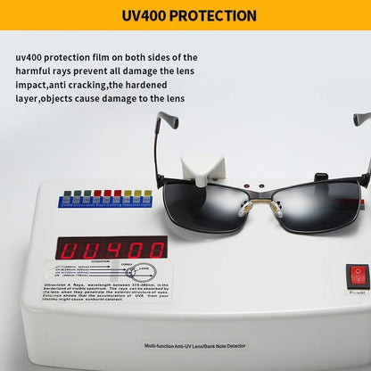 Audi Polarized Driving Sunglasses – UV400 Anti-Glare Alloy Frame | Rectangle Pilot Style