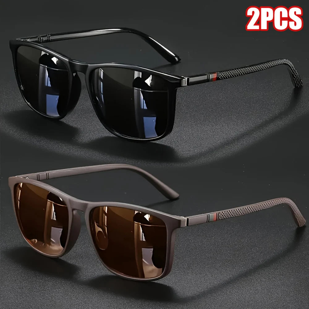 Vintage Square Polarized Sunglasses UV400 – Mirror Lens, 1 or 2 Pack