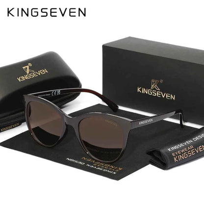 KINGSEVEN 7825 Polarized Oversized Cat Eye Sunglasses – Plastic Frame, UV400, Unisex