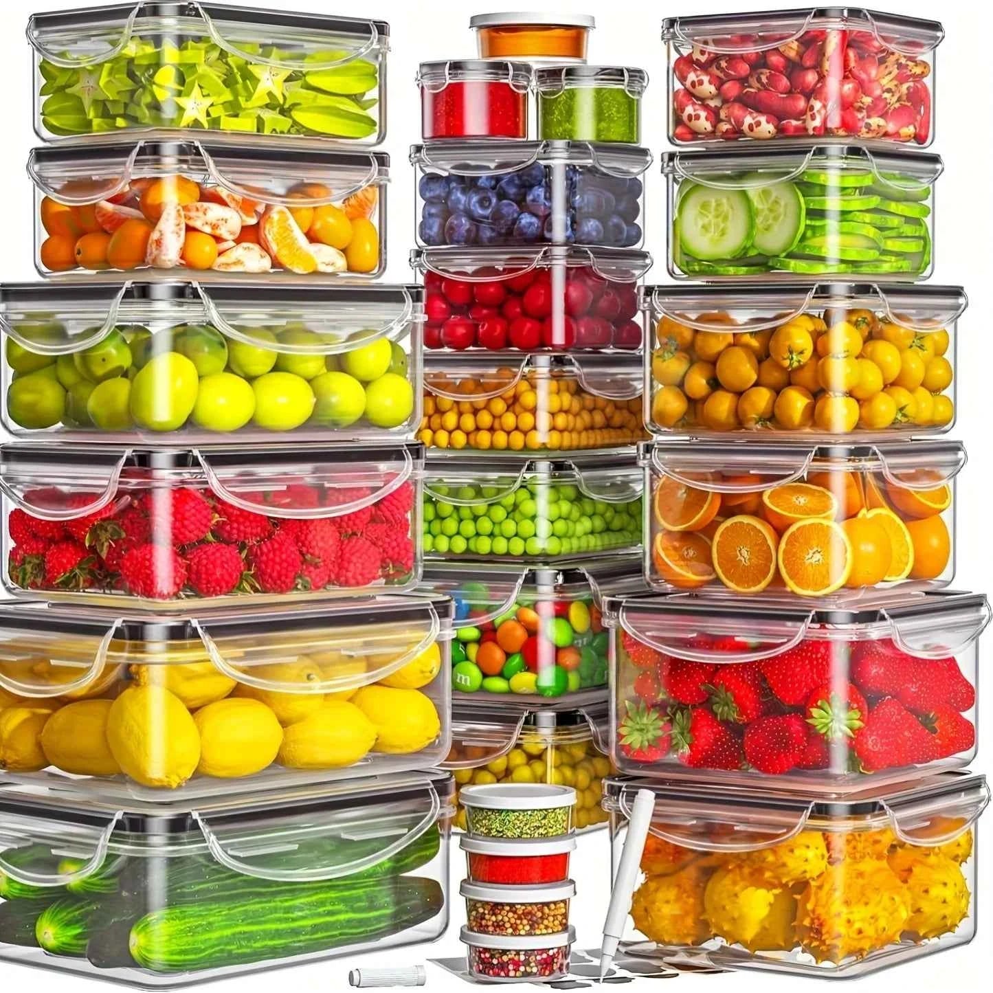 48Pcs BPA-Free Food Storage Set - 24 Airtight Containers &amp; Lids with Labels for Pantry, Travel, Kitchen Organization