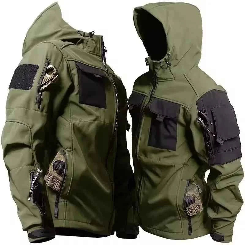 New Autumn WinterTactical Jackets Men Military Soft Shell Waterproof Windproof Hooded Jacket Outdoor Functional Multi-pockets