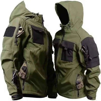 New Autumn WinterTactical Jackets Men Military Soft Shell Waterproof Windproof Hooded Jacket Outdoor Functional Multi-pockets