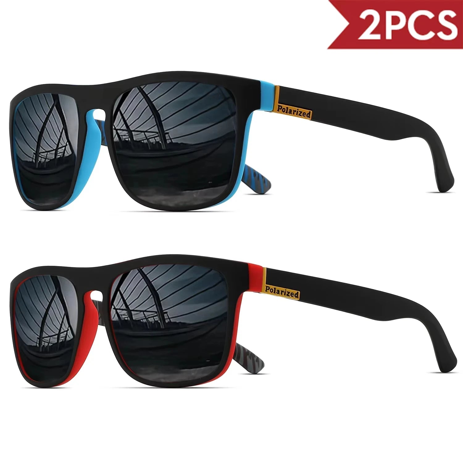 Polarized Square Sports Sunglasses UV400 – Driving, Fishing &amp; Cycling (1, 2, 3 or 4 Pack)
