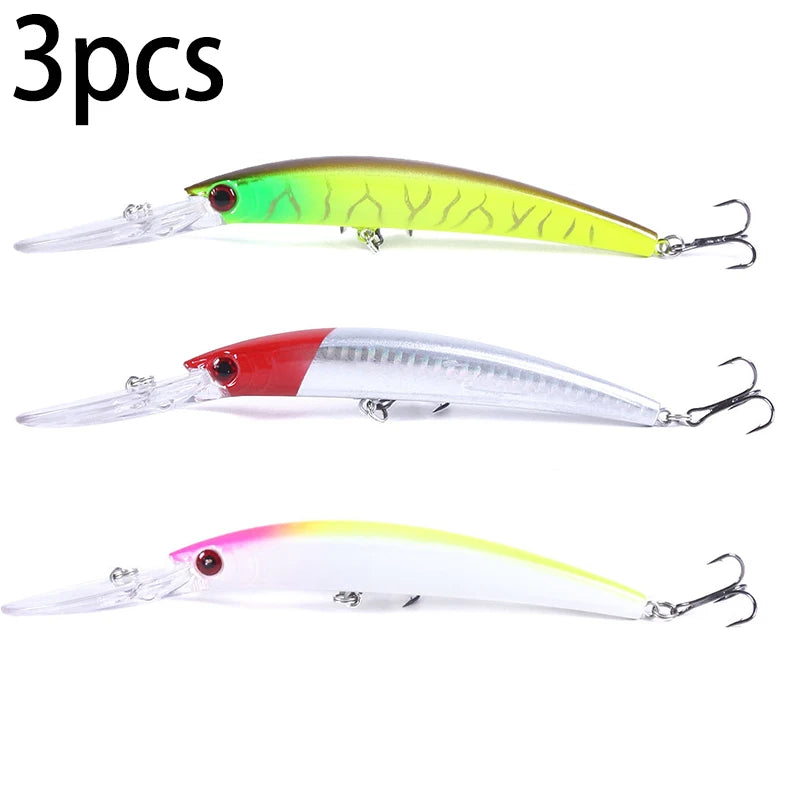 150mm 15g Deep Diving Jerkbait Minnow Fishing Lure – Hard Bait Wobbler with Rattle for Bass &amp; Pike