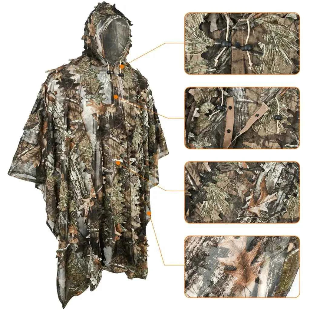 Tactical Hunting Poncho Camouflage Field Jacket – Tree Camo, L &amp; XXL