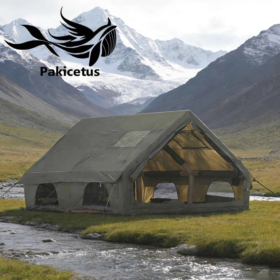 Pakicetus Quick Setup Inflatable Camping Tent, Waterproof Family Tent for 4-8 Persons, Portable Air Tent with Carry Bag