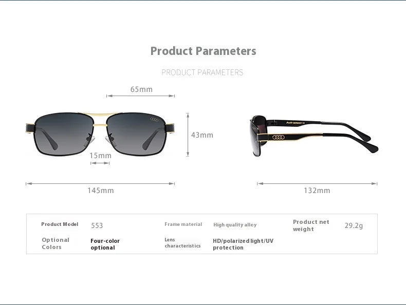 Audi Polarized Sunglasses – UV400 TAC Lens Anti-Glare Alloy Frame for Driving, Cycling &amp; Outdoor