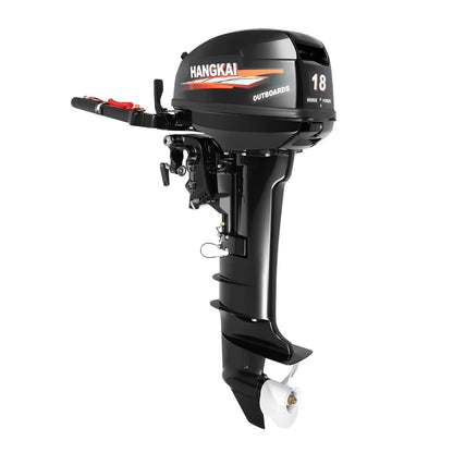 HangKai 18HP Outboard Motor, 2 Stroke 246CC Heavy Duty Outboard Boat Water Cooled Engine with CDI Ignition System Long Shaft