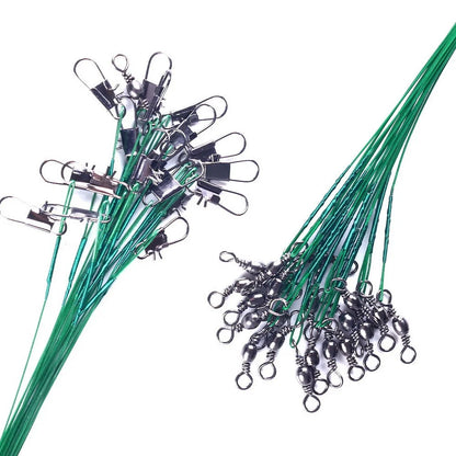 Anti Bite Steel Fishing Line Steel Wire Leader With Swivel Fishing ,  Leash Fishing Wire 15cm 20cm  30cm