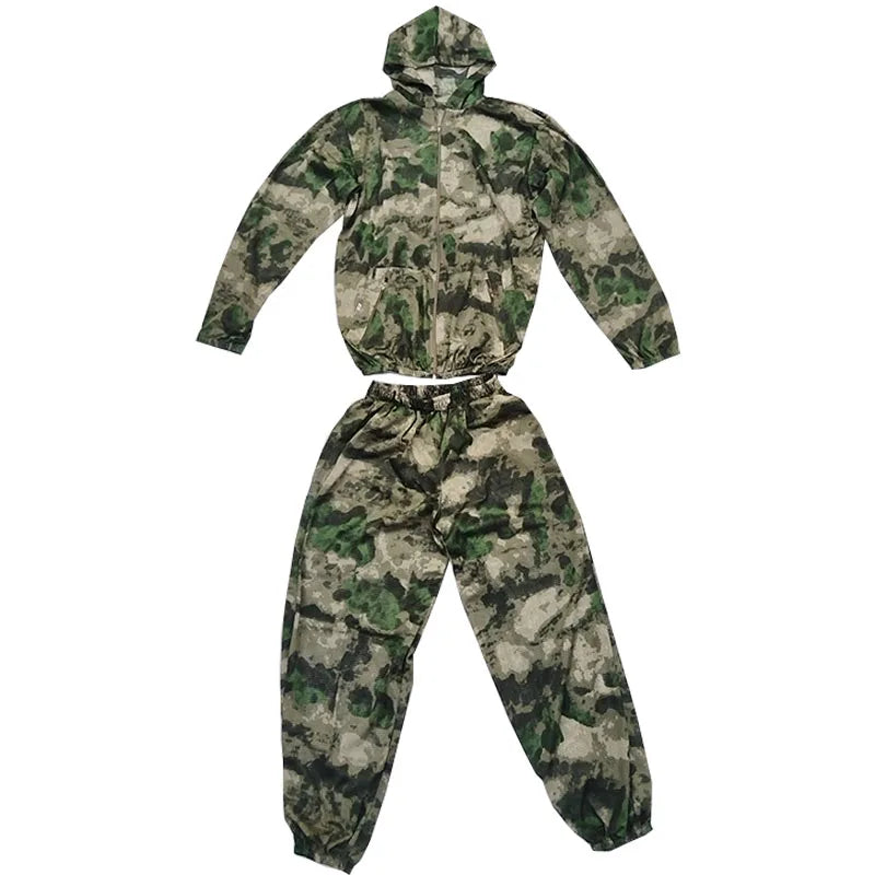 AUKUPKEE Tactical Mesh Mosquito-Proof Suit – Unisex Camo Hoodie &amp; Pants Set