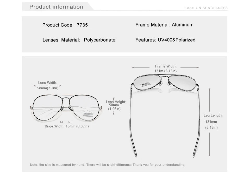 KINGSEVEN Photochromic Polarized Pilot Sunglasses – Men&