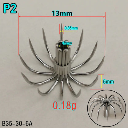 20-Piece Stainless Steel Squid &amp; Cuttlefish Hook Set – Umbrella P-Series (10 Sizes)