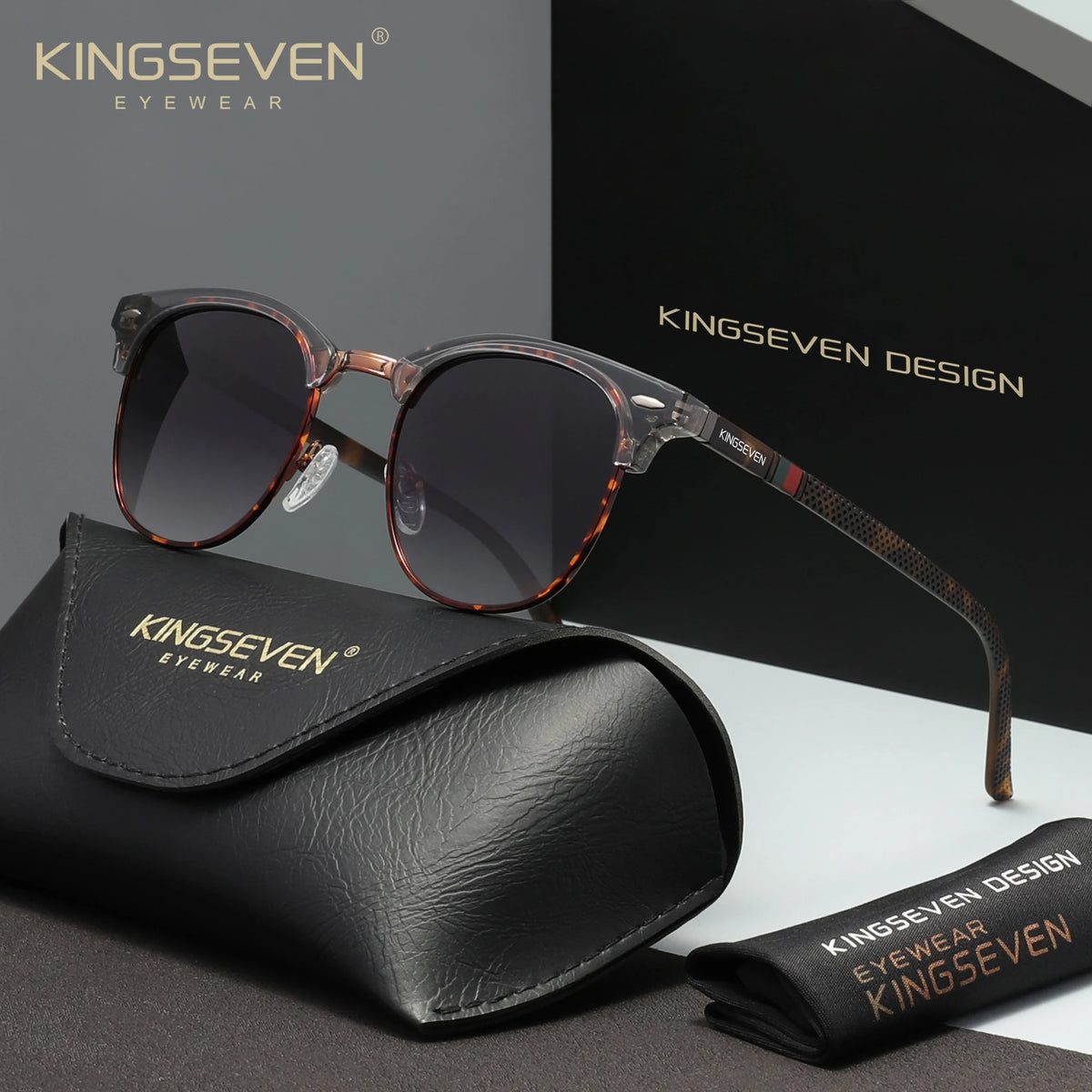 KINGSEVEN 7016 Polarized Sunglasses – Round Frame, UV400, 10 Colors, Unisex