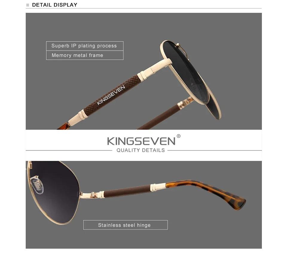 KINGSEVEN N7730 Polarized Pilot Sunglasses – Titanium Frame, Photochromic, UV400, Unisex